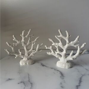 Decorative hyper-realistic White Coral Resin Sculptures - set of 2, NWOT